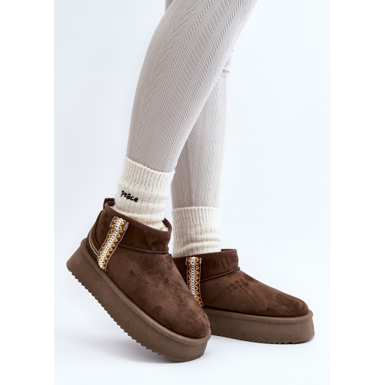 Women's platform snow boots, suede, dark green 1