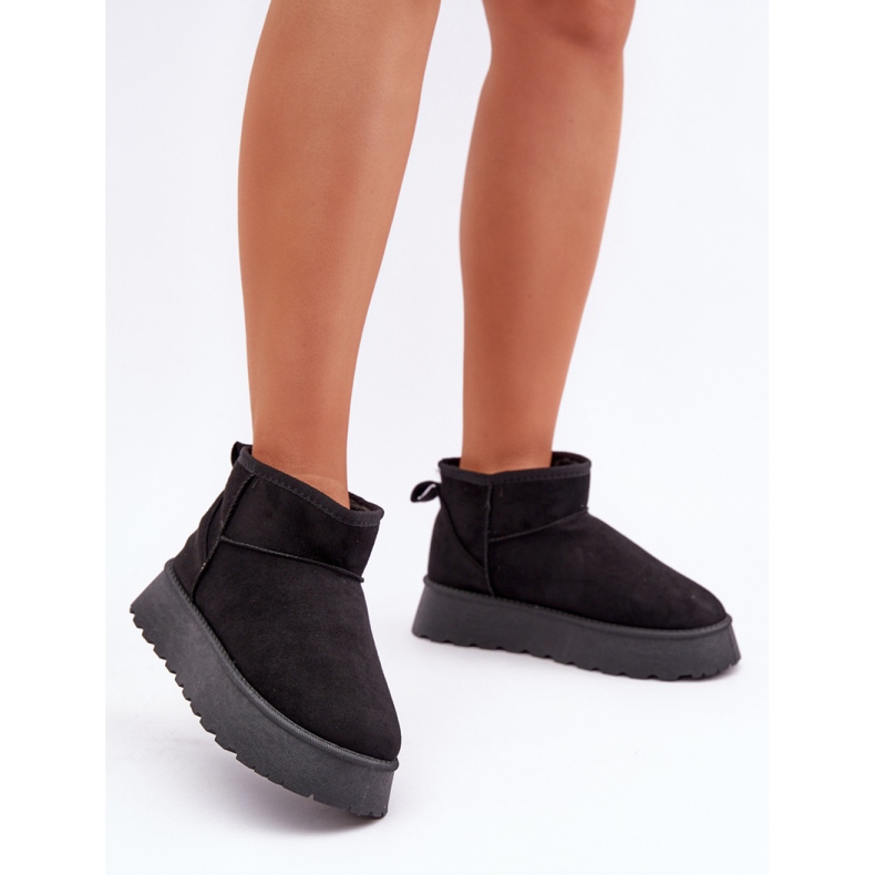 Women's black suede platform snow boots 1