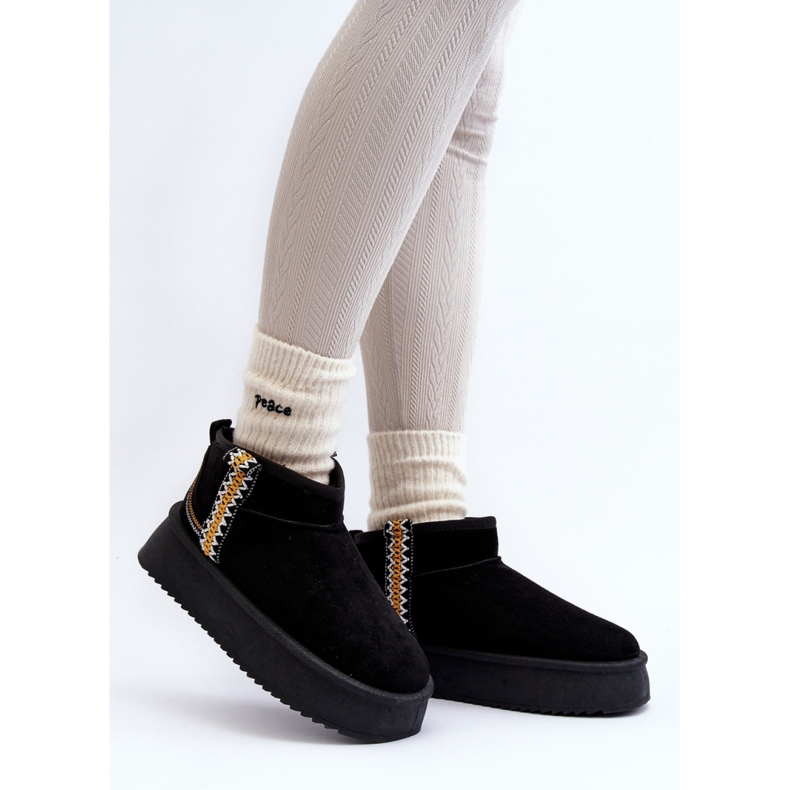 Women's black suede platform snow boots 1