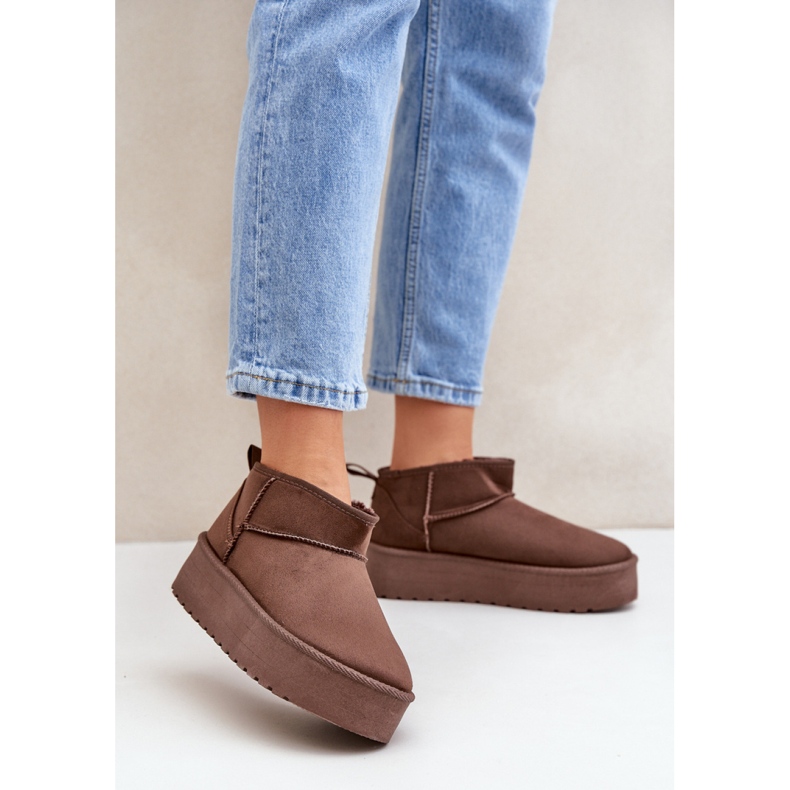 Women's brown suede platform snow boots 1