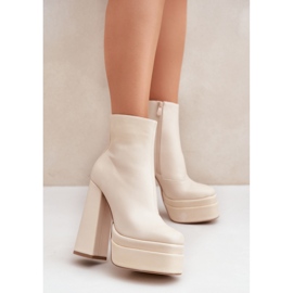Beige women's platform boots 1