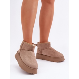 Women's platform snow boots, beige suede 1