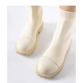 Beige sock ankle boots with rhinestones Vail - Solea 1