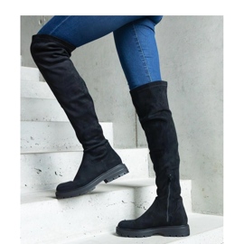 Black long boots with a flat sole by Tromi - Solea 1