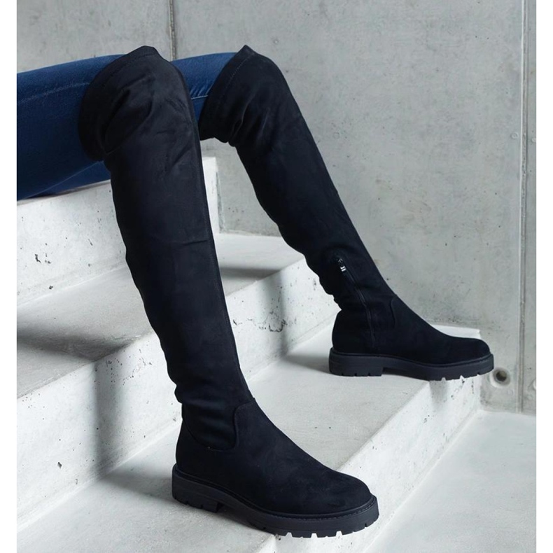 Black long boots with a flat sole by Tromi - Solea 2