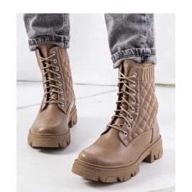 Brown ankle boots with a sock upper by Lujan - Solea 1