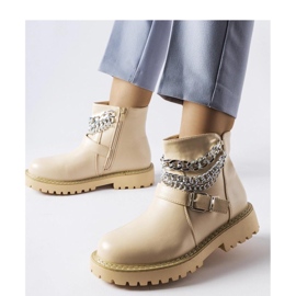 Beige ankle boots with decorative chains Mezzavia - Solea 1
