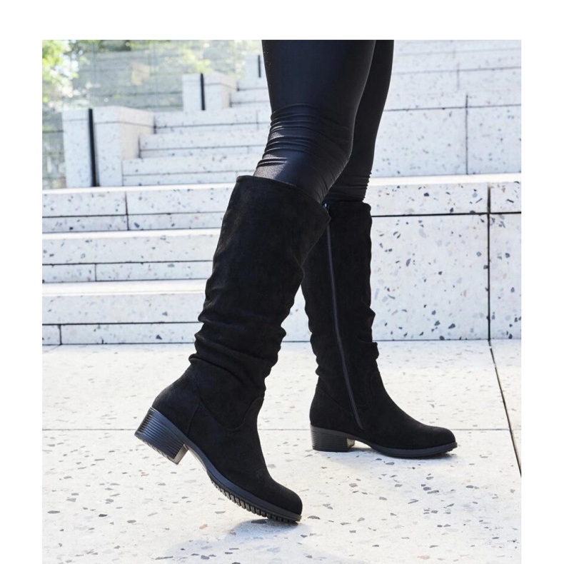 Black wrinkled Angelico eco-suede boots - Solea 1 Black wrinkled Angelico eco-suede boots - Solea 1