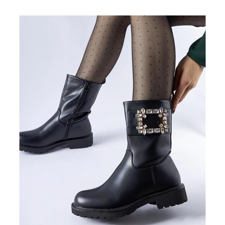 Black ankle boots decorated with Wagner - Solea zircons 2