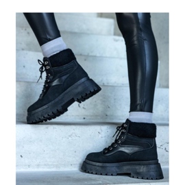 Black sneakers with a thick sole and fur from Best - Solea 1