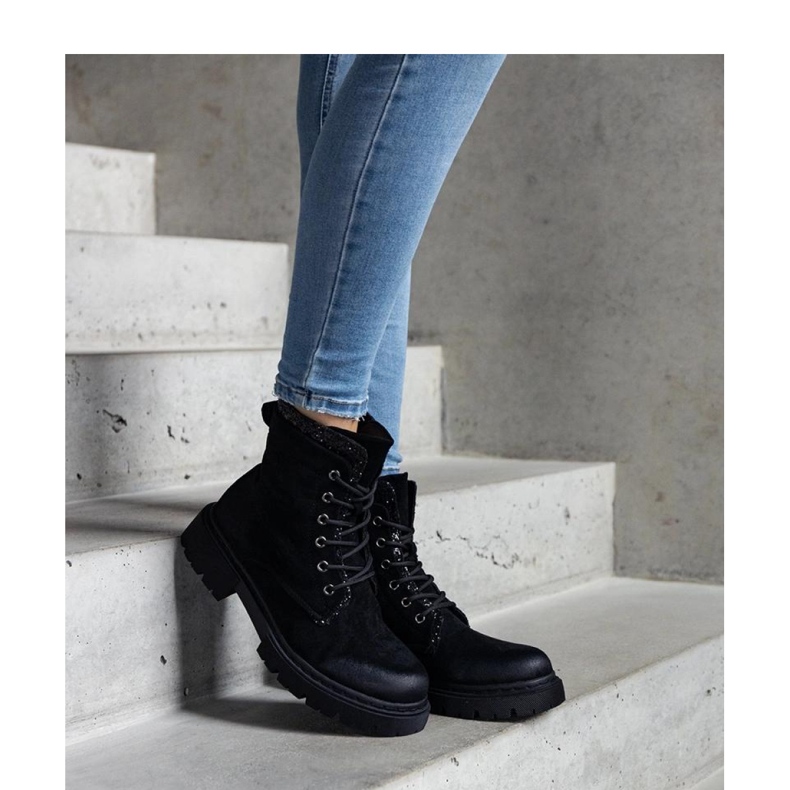 Black ankle boots with shiny Prairie inserts - Solea 1