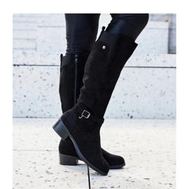 Black insulated over-the-knee eco-suede boots by Castelvetro - Solea 1