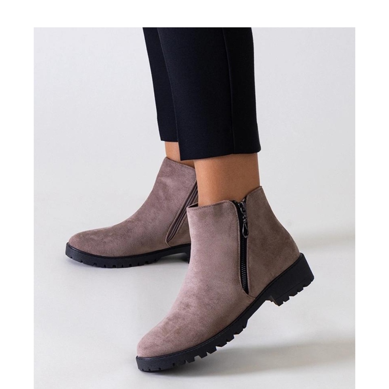 Brown boots with metal inserts, eco-suede Branda - Solea 1