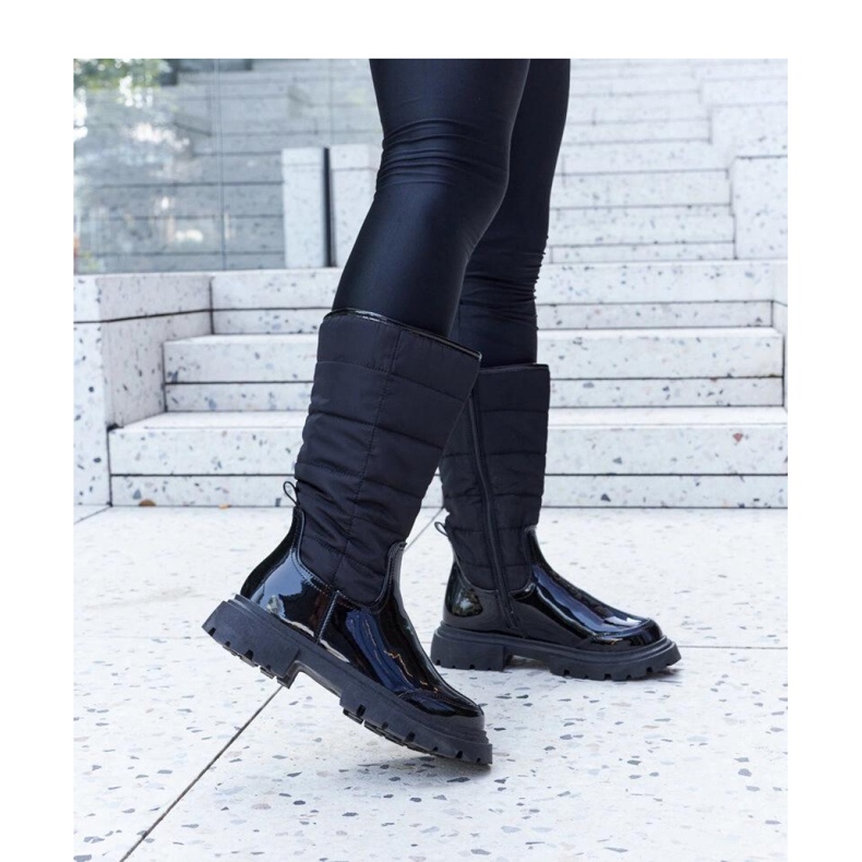 Black insulated patent boots from Villafranca - Solea 1 Black insulated patent boots from Villafranca - Solea 1