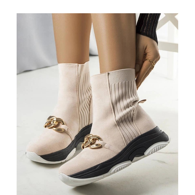 Beige insulated ankle boots with Ulster chain - Solea 1