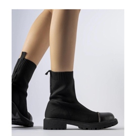 Black sock ankle boots with rhinestones from Vail - Solea 1