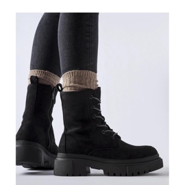 Black worker boots with trappers on a massive Riel - Solea sole 1