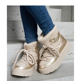 Beige platform snow boots insulated with Sapphi - Solea fur 1