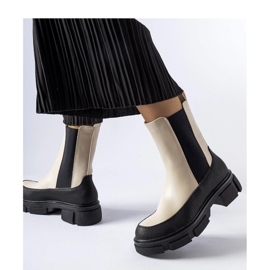 Beige and black slip-on ankle boots by Faisal - Solea 1