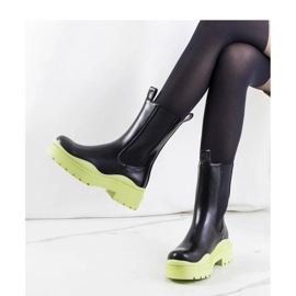 Black ankle boots with a green sole Nester - Solea 1