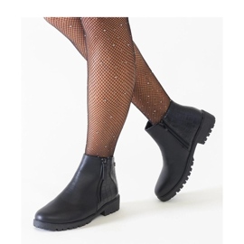 Black ankle boots with a crocodile leather motif, eco-leather Mifsada - Solea 1