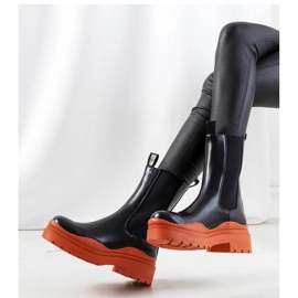 Black ankle boots with an orange sole Nester - Solea 1