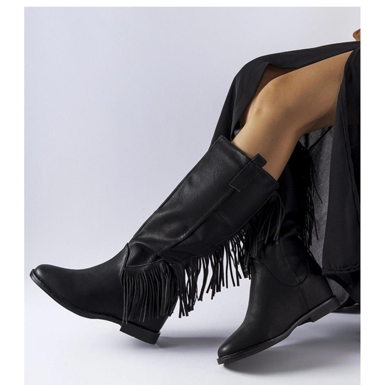 Black Giorgia - Solea covered wedge boots 1