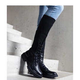 Black slip-on boots with elastic material upper Luana - Solea 2