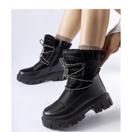 Black snow boots with zircons Pettenasco - Solea 1