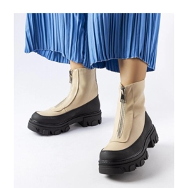 Beige massive ankle boots with a zipper from Morley - Solea 1