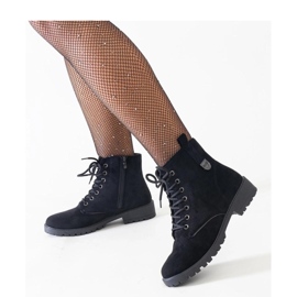 Black eco-suede worker ankle boots on the Madana - Solea platform 1