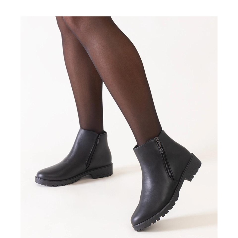 Black ankle boots with metal inserts, eco-leather Branda - Solea 1 Black ankle boots with metal inserts, eco-leather Branda - Solea 1