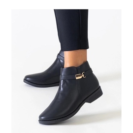Black ankle boots with gold inserts in Casetra eco-leather - Solea 1 Black ankle boots with gold inserts in Casetra eco-leather - Solea 1