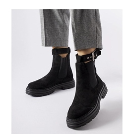 Black ankle boots with a decorative clasp 1