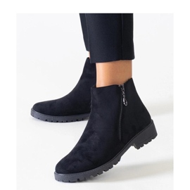 Black ankle boots with metal eco-suede inserts 1