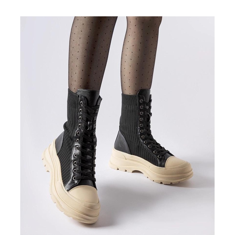 Black sock boots with light sole 1