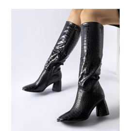 Black boots decorated with embossing 1