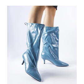 Blue boots with a low heel 1