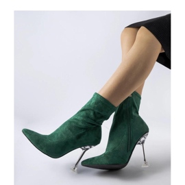 Green ankle boots with a decorative heel 1