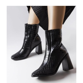 Black boots with crocodile imitation leather 1