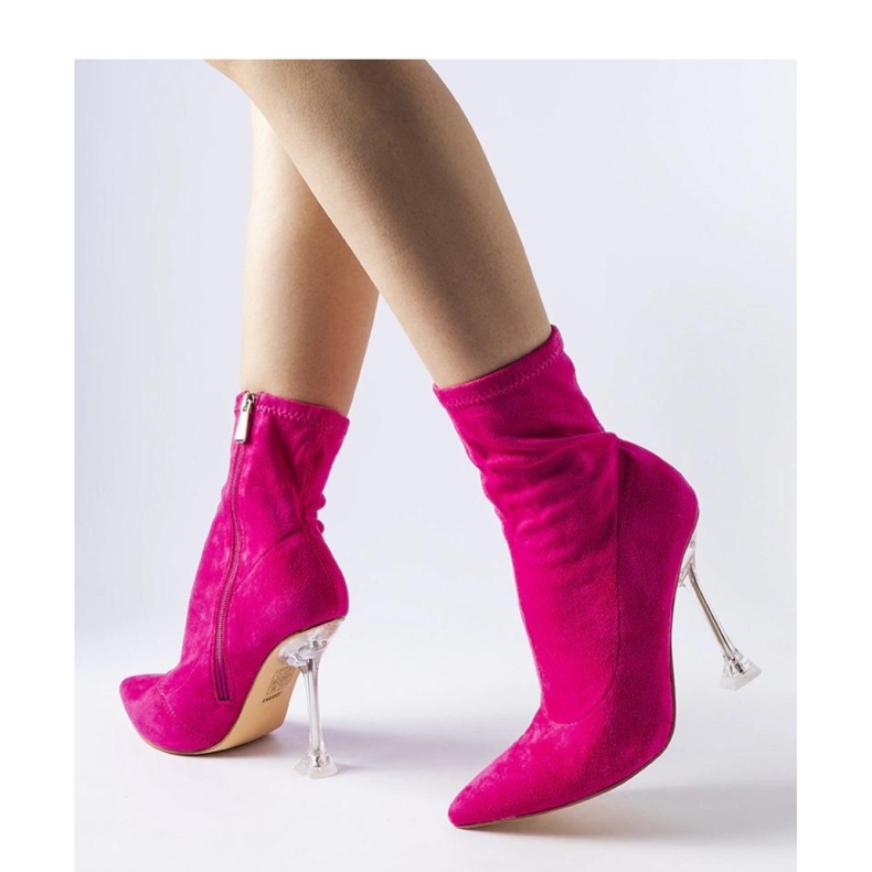 Pink ankle boots with a decorative heel 1