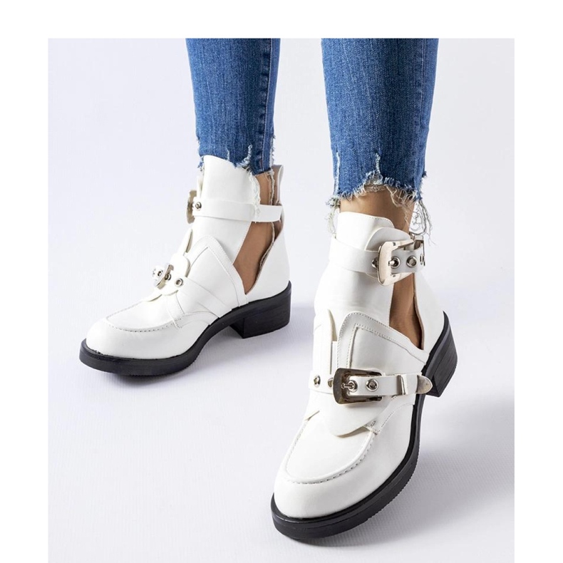 White ankle boots with cutouts 1