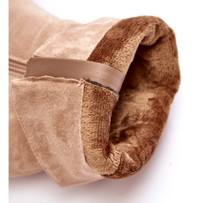 Evento Beige Shavy Women's Insulated Boots With A Ruched Upper On A High Heel 1