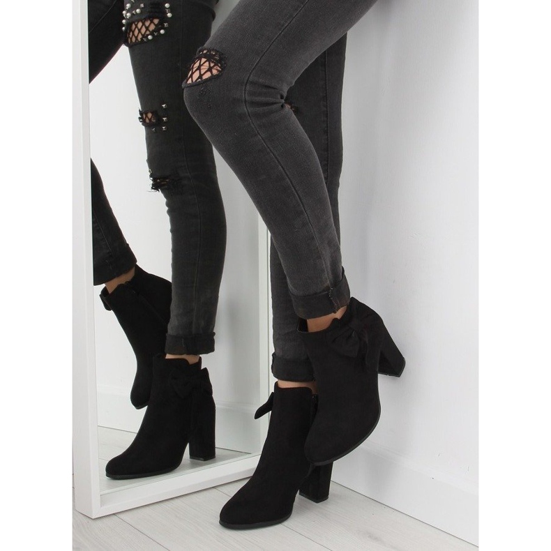 High-heeled boots with a bow black nc93 Black 2