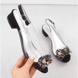 Black transparent flat sandals with stones from Sabatina 1