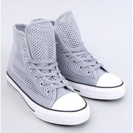 Gray openwork high-top sneakers grey 1
