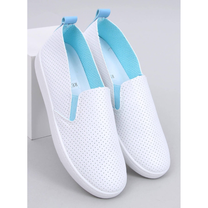 WHITE/BLUE slip-on sneakers 1