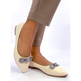 Seastar Beige ballet flats with cubic zirconia 2