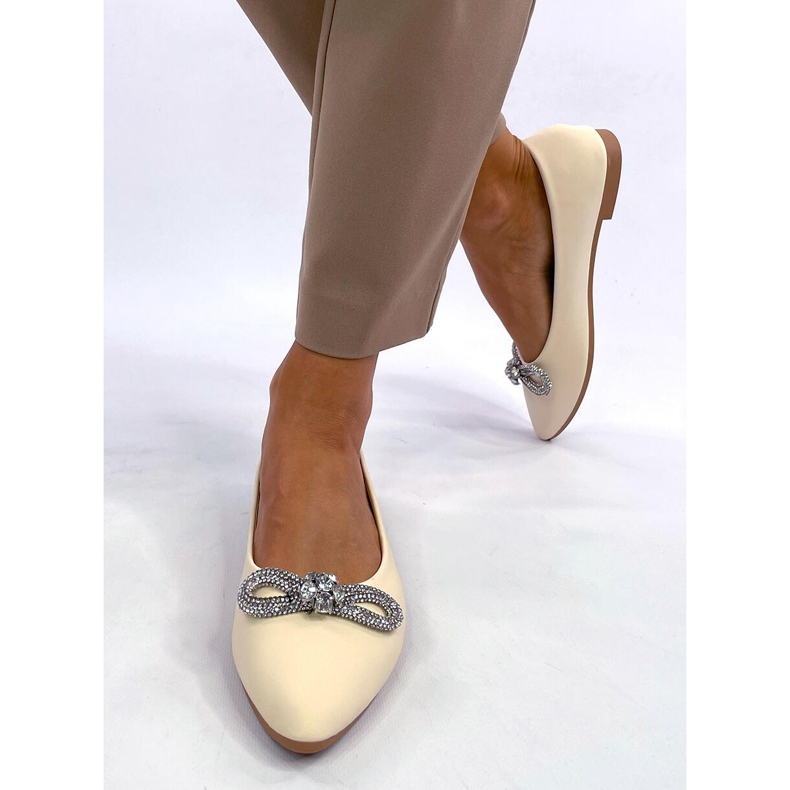 Seastar Beige ballet flats with cubic zirconia 1