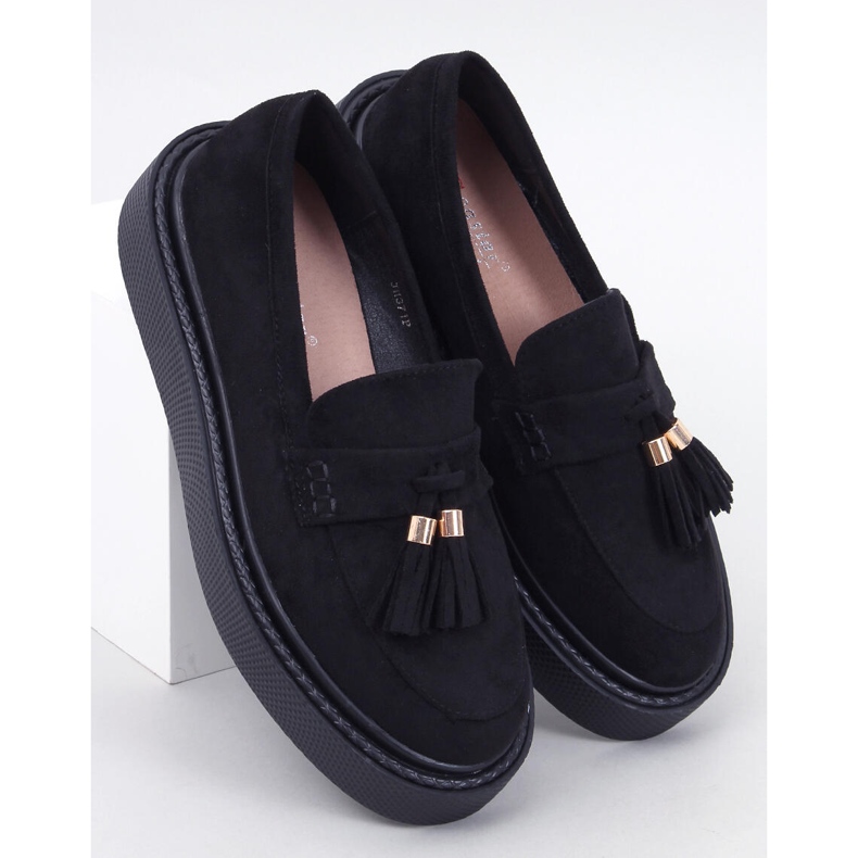 Black Fringe Platform Loafers 1